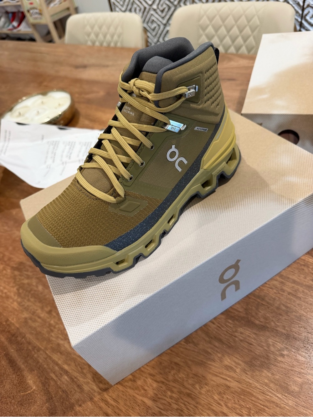 On Running Cloudrock Waterproof Mid-Top in Olive/Black